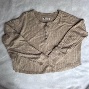 Tan Hollister cropped long sleeve